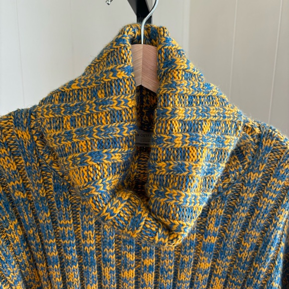 URBAN OUTFITTERSYellow Blue Chunky Knit Turtleneck Crop Sweater Top Women L NOTE - Picture 1 of 10